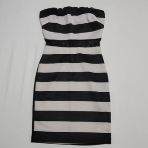 NWT Guess Strapless Black and White Striped Dress Size S